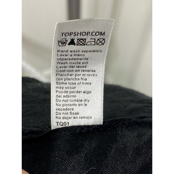 Topshop Womens Cropped Jacket Black Open Front Embellished 100% Viscose SZ 2 - Picture 4 of 7